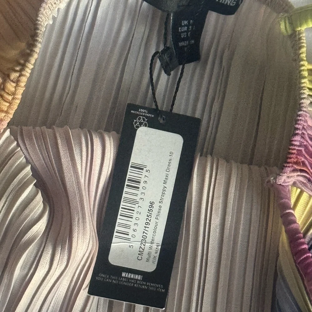 PLT Women’s multicolor watercolor plisse maxi dress | cowl neck | | size 6 | NWT - Picture 8 of 11